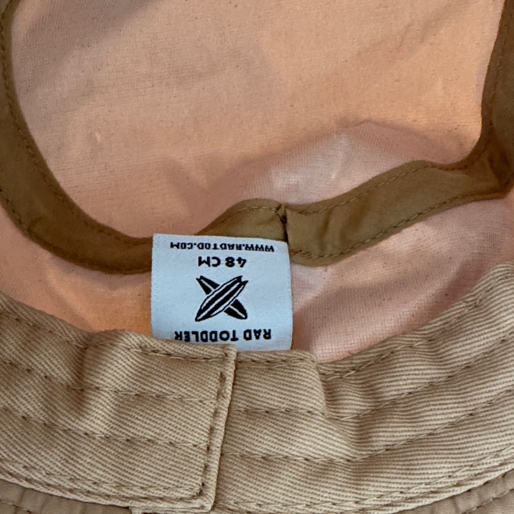 Kids Tan Smile Bucket Hat with Chin Strap - Picture 2 of 4